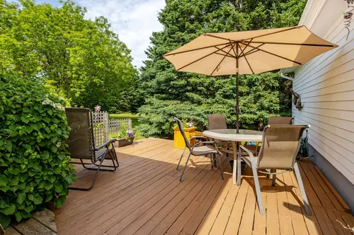 The deck, with the outdoor dining table